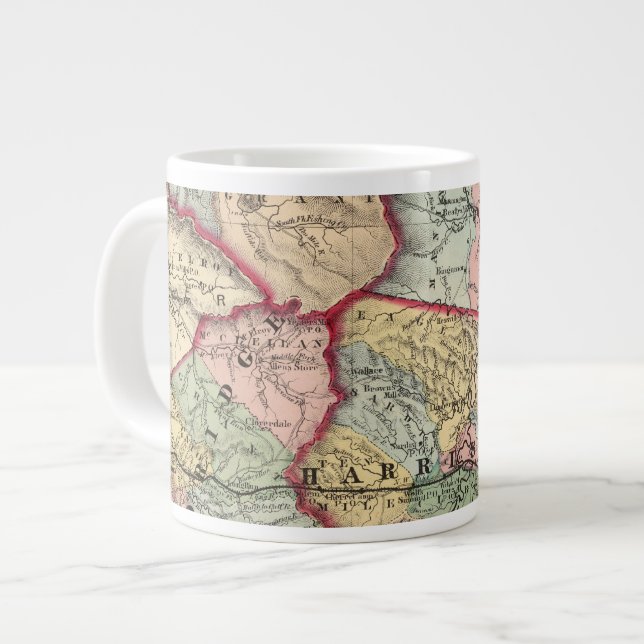 Map of Winfield, West Virginia Large Coffee Mug (Front Left)