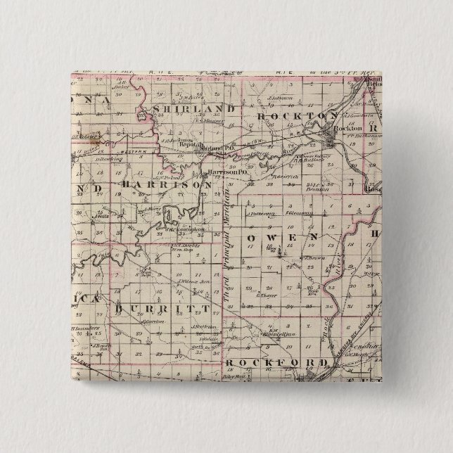 Map of Winnebago County and Belvidere Pinback Button (Front)