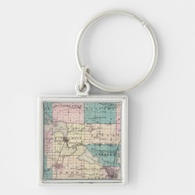 Map of Winnebago County, State of Wisconsin Keychain (Front)