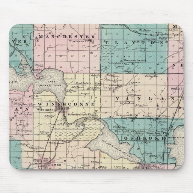 Map of Winnebago County, State of Wisconsin Mouse Pad (Front)