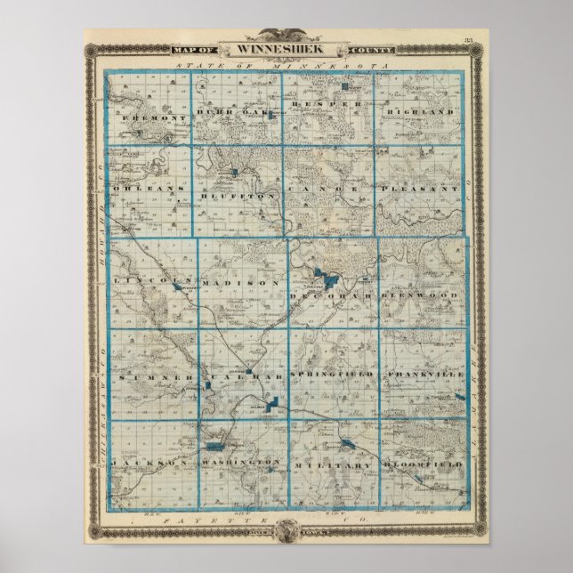 Map of Winneshiek County, State of Iowa Poster (Front)