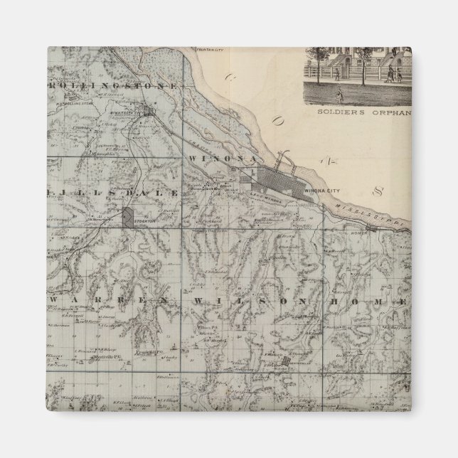 Map of Winona County, Minnesota Magnet (Front)