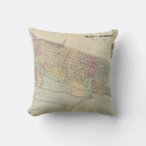 Map of Winona Minnesota Throw Pillow