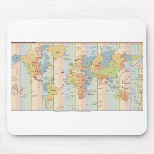 Map of World Time Zones Mouse Pad