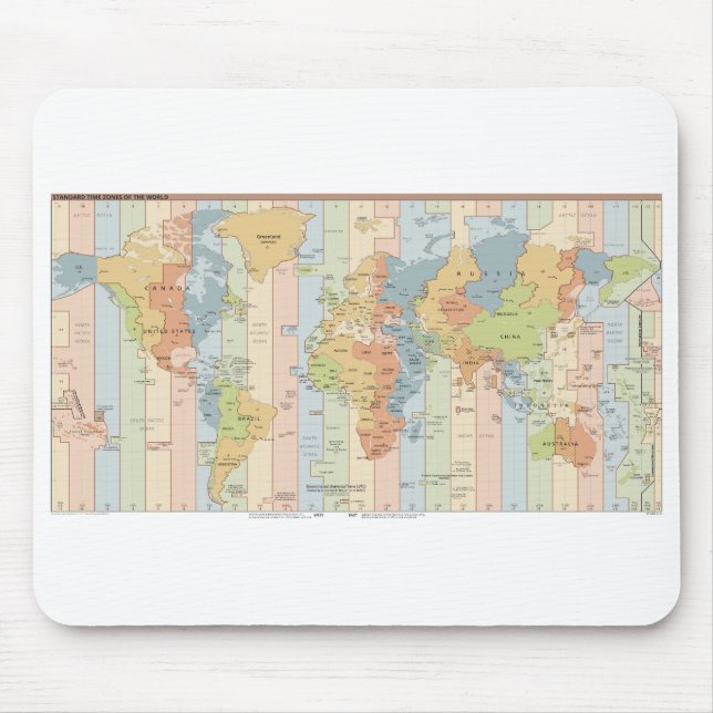 Map of World Time Zones Mouse Pad (Front)