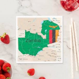 Map Of Zambia Napkins