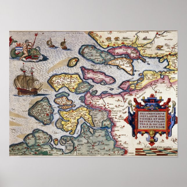Map of Zeeland, c.1560 Poster (Front)