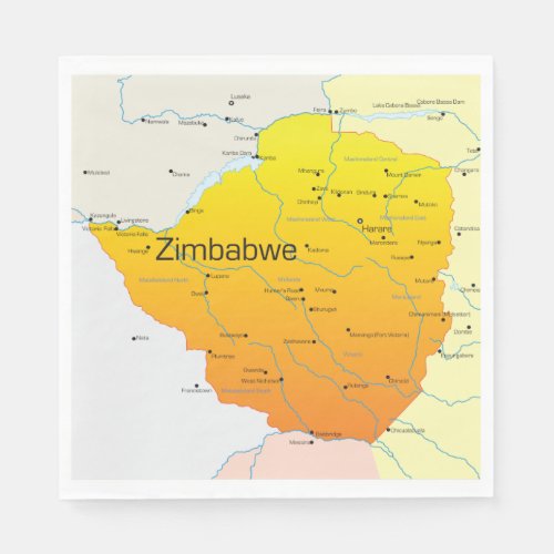 Map of Zimbabwe Paper Napkins