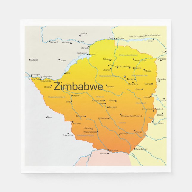 Map of Zimbabwe Paper Napkins (Front)