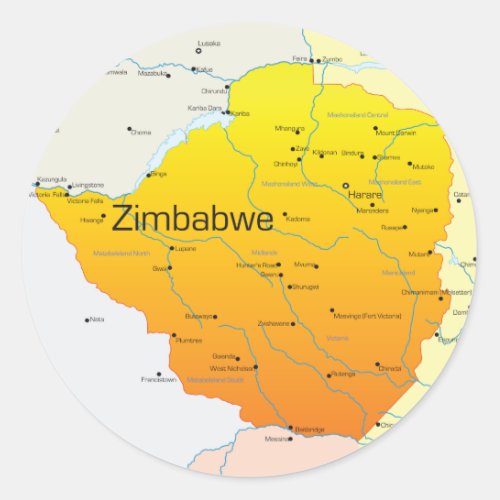 Map of Zimbabwe Stickers