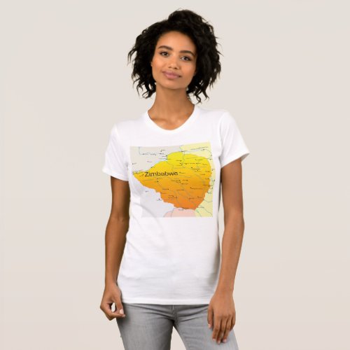 Map of Zimbabwe Womens T_Shirt