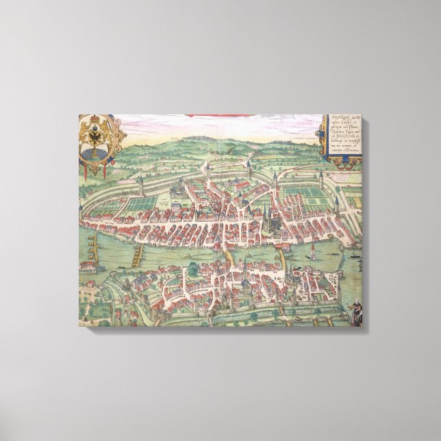 Map of Zurich, from 'Civitates Orbis Terrarum' by Canvas Print (Front)