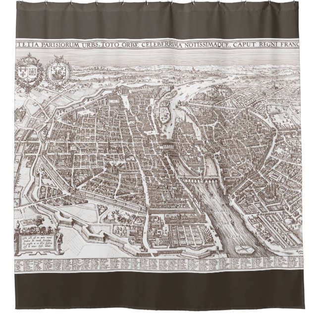 Map Old Paris France 1618 Shower Curtain (Front)