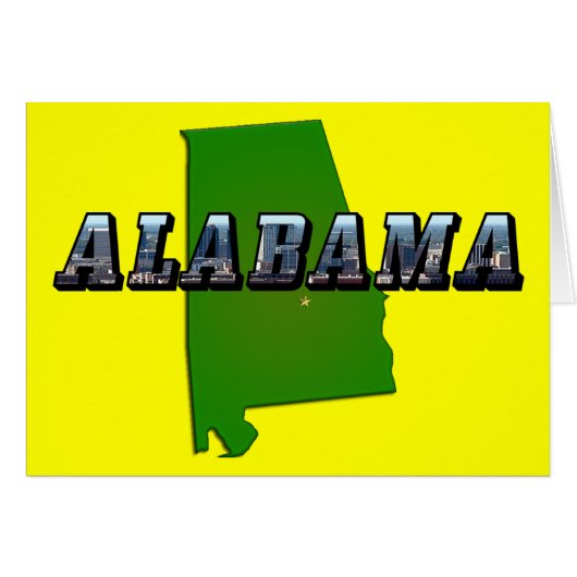 Map Outline and Picture Text of Alabama Cards (Front Horizontal)