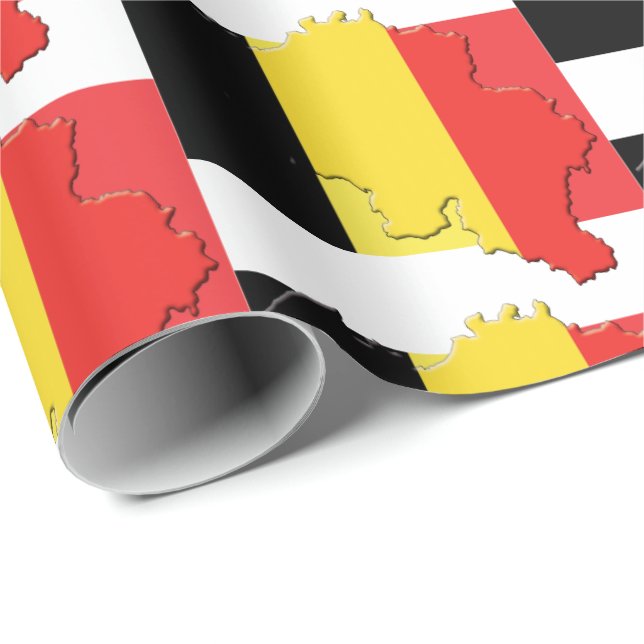 Map Outline BELGIUM FLAG Wrapping Paper (Roll Corner)