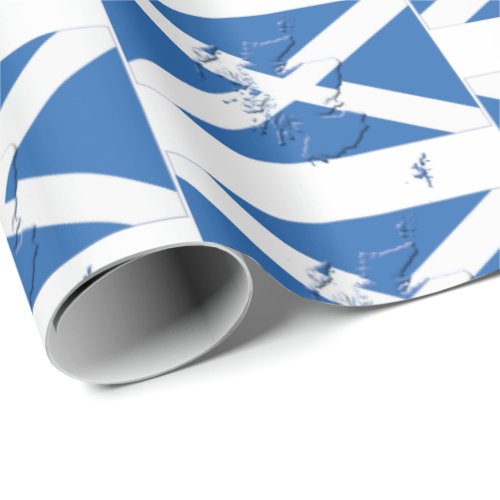 Map Outline SCOTLAND SALTIRE FLAG Wrapping Paper