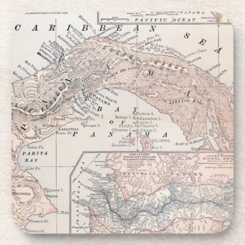 MAP PANAMA 1907 COASTER