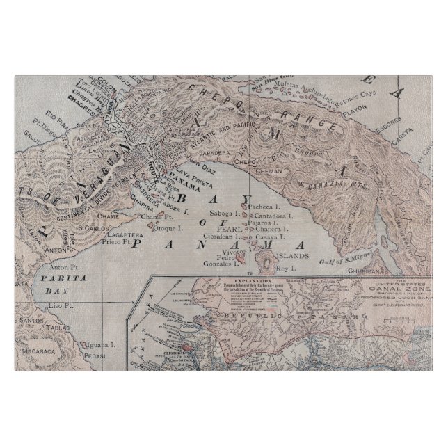 MAP: PANAMA, 1907 CUTTING BOARD (Front)
