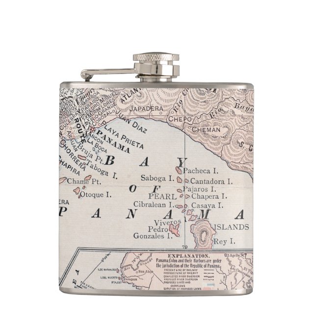 MAP: PANAMA, 1907 FLASK (Front)