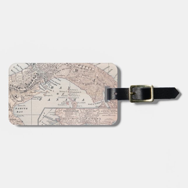 MAP: PANAMA, 1907 LUGGAGE TAG (Front Horizontal)