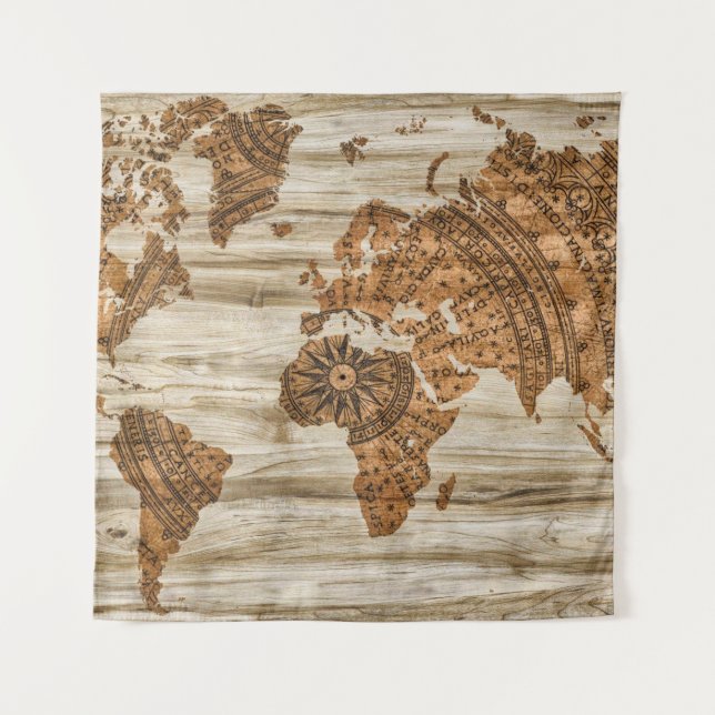 Map paper wood information tapestry (Front)