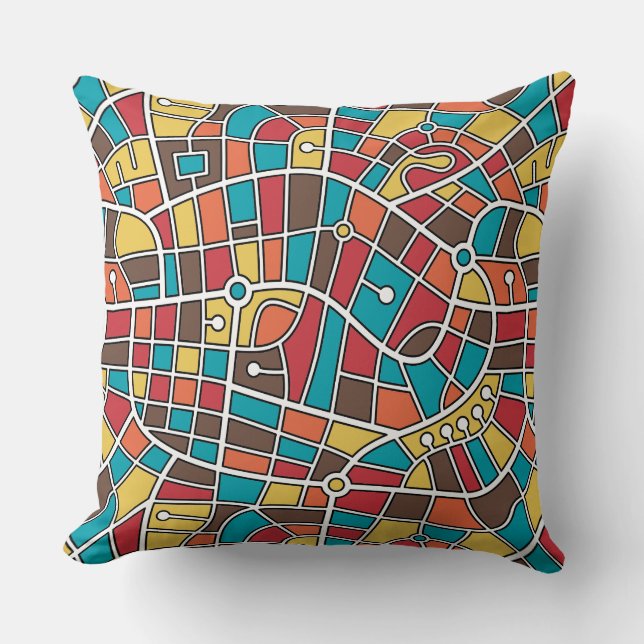 Map Pattern 030520 - Colours 03 Throw Pillow (Front)