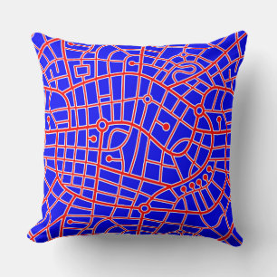 Map Pattern 030520 - Red White and Blue Throw Pillow