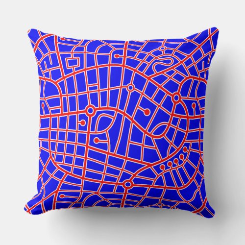 Map Pattern 030520 _ Red White and Blue Throw Pillow