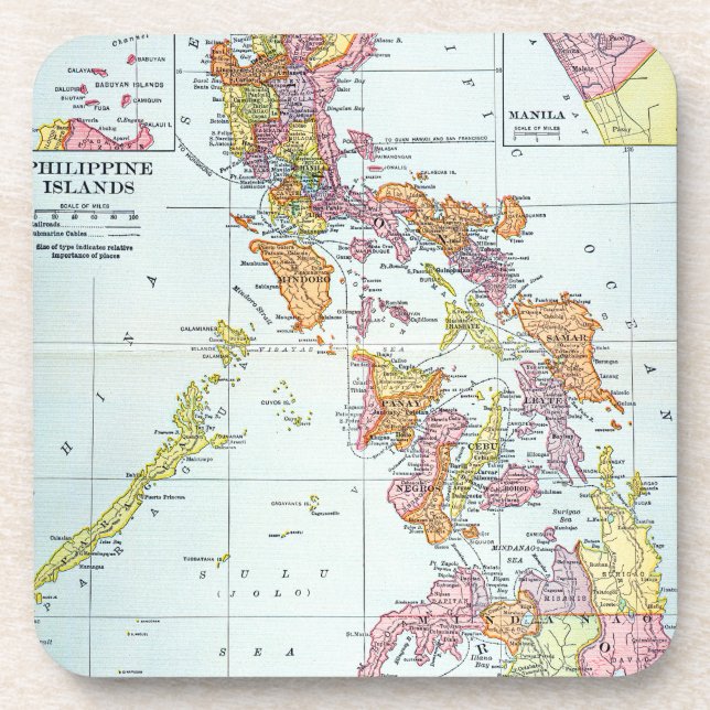 MAP: PHILIPPINES, 1905 COASTER (Front)