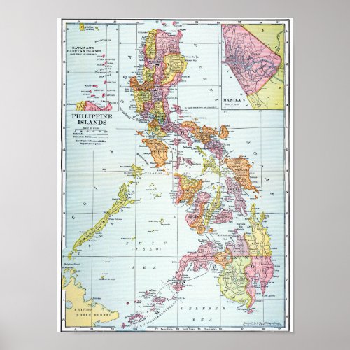 MAP PHILIPPINES 1905 POSTER