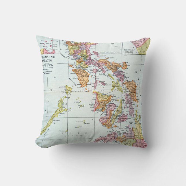 MAP: PHILIPPINES, 1905 THROW PILLOW (Front)