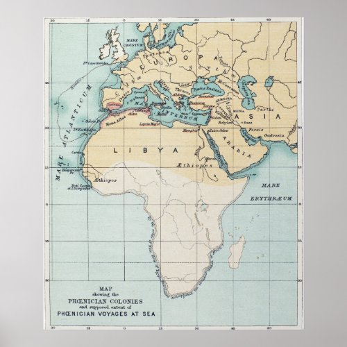 MAP PHOENICIAN EMPIRE POSTER