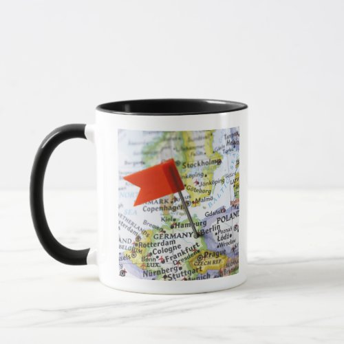 Map pin placed in Berlin Germany on map Mug