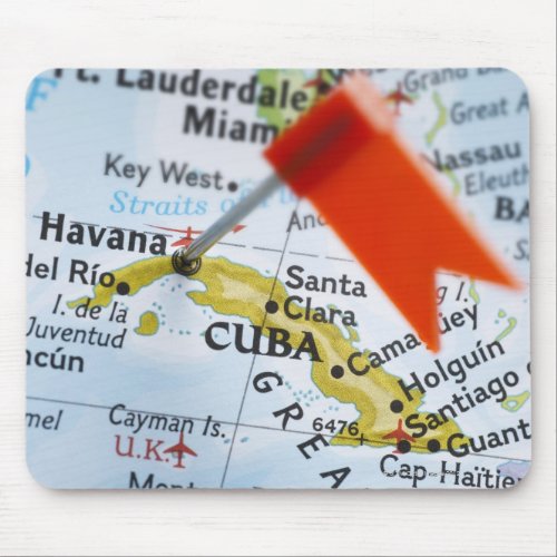 Map pin placed in Havana Cuba on map close_up Mouse Pad