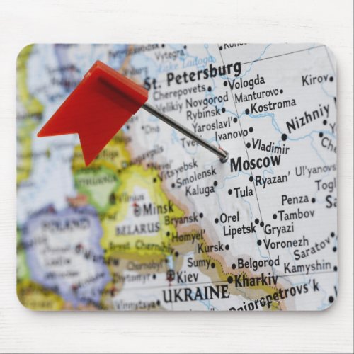 Map pin placed in Moscow Russia on map Mouse Pad
