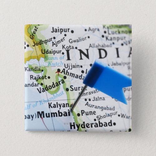 Map pin placed in Mumbai India on map close_up
