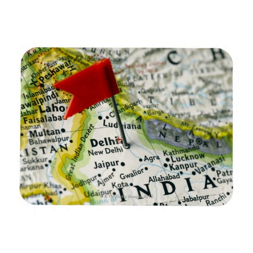 Map pin placed in New Delhi India on map Magnet