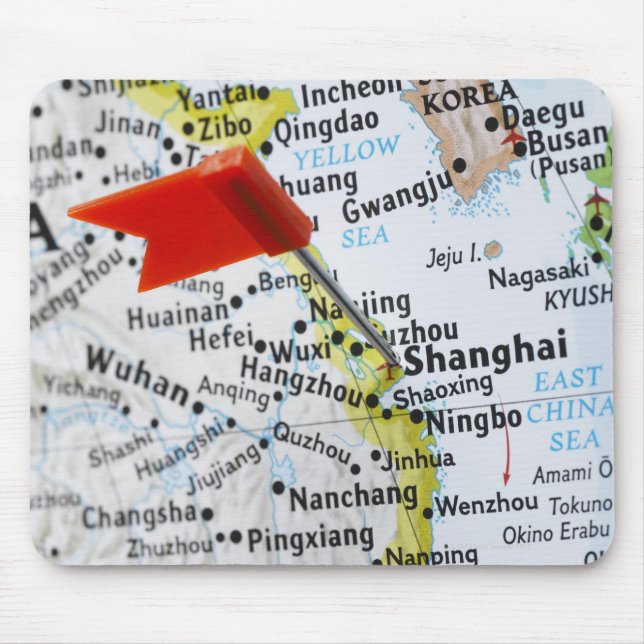 Map pin placed in Shanghai, China on map, Mouse Pad (Front)
