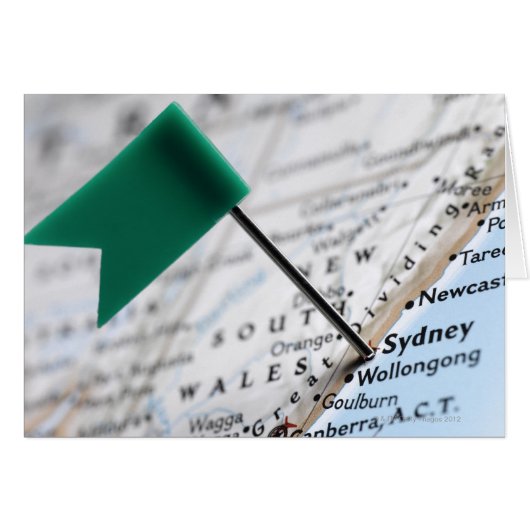 Map pin placed in Sydney, Australia on map, Cards (Front Horizontal)