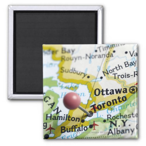 Map pin placed on Toronto Canada on map Magnet