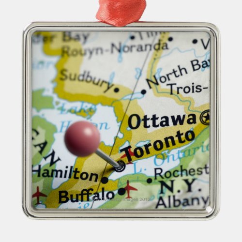 Map pin placed on Toronto Canada on map Metal Ornament