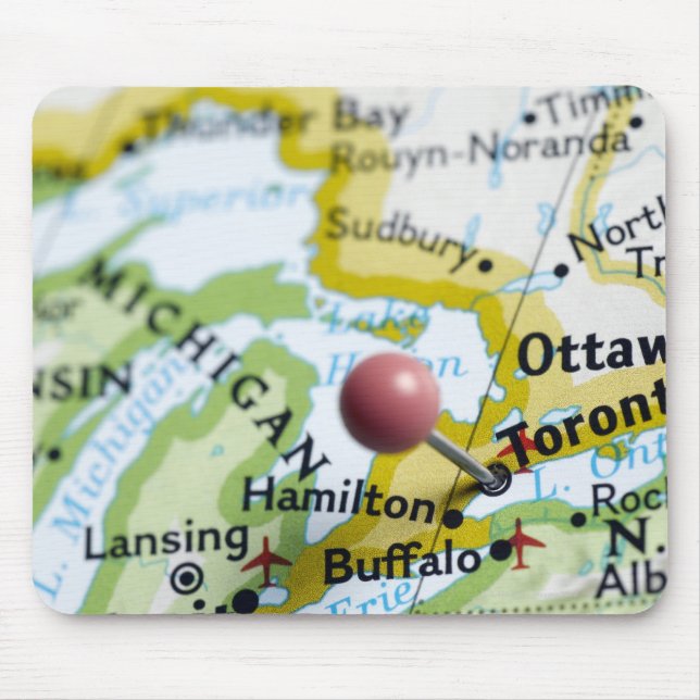 Map pin placed on Toronto, Canada on map, Mouse Pad (Front)