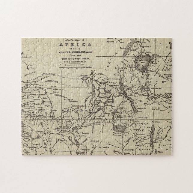 Map Portion of Africa | Cameron's Route Jigsaw Puzzle (Horizontal)