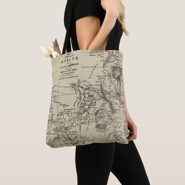 Map Portion of Africa | Cameron's Route Tote Bag (Close Up)