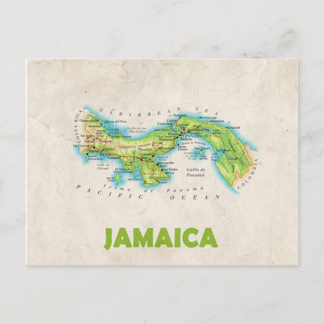 MAP POSTCARDS ♥ Jamaica (Front)