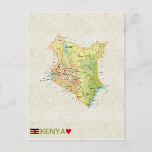 MAP POSTCARDS  Kenya