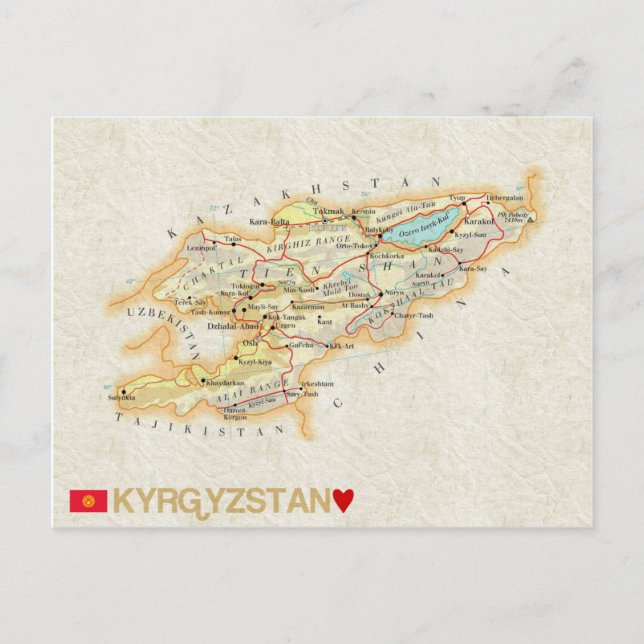MAP POSTCARDS ♥ Kyrgyzstan (Front)