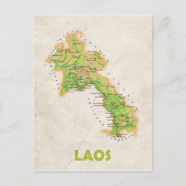 MAP POSTCARDS ♥ Laos (Front)