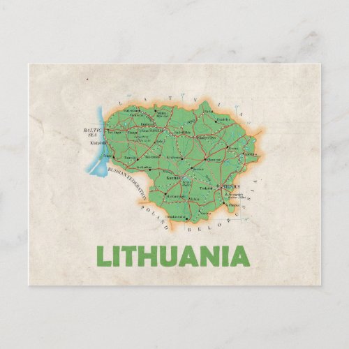 MAP POSTCARDS  Lithuania