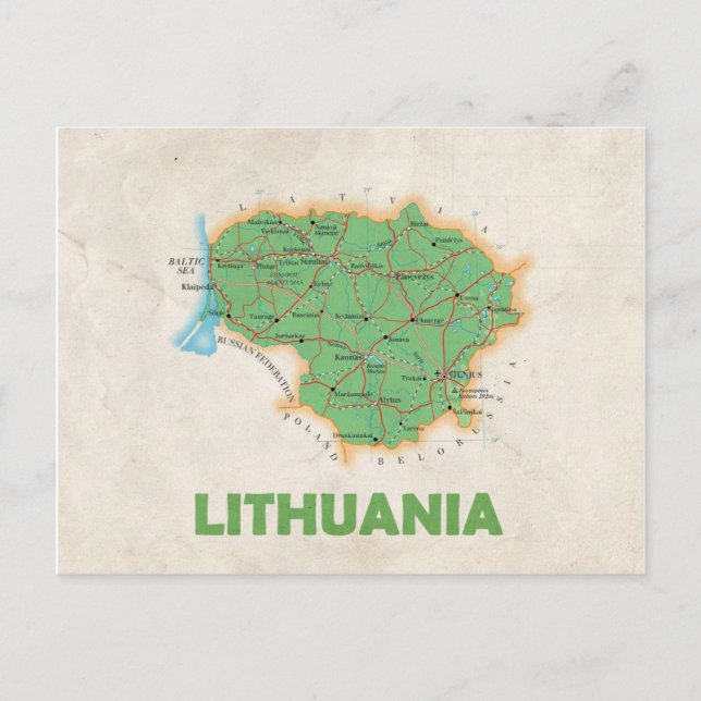 MAP POSTCARDS ♥ Lithuania (Front)